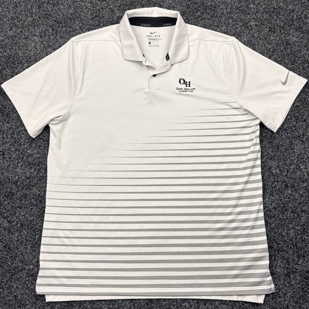 Nike Golf Dri-Fit Mens Large Polo Quail Hollow Country Club‎ Shirt Embroidered